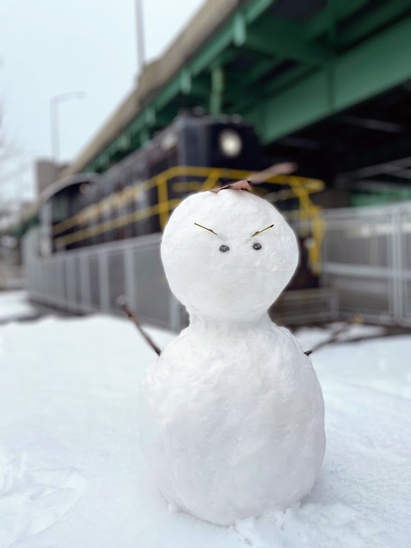 Pas l'air ravi, ce bonhomme de neige.
— New York, Février 2022
